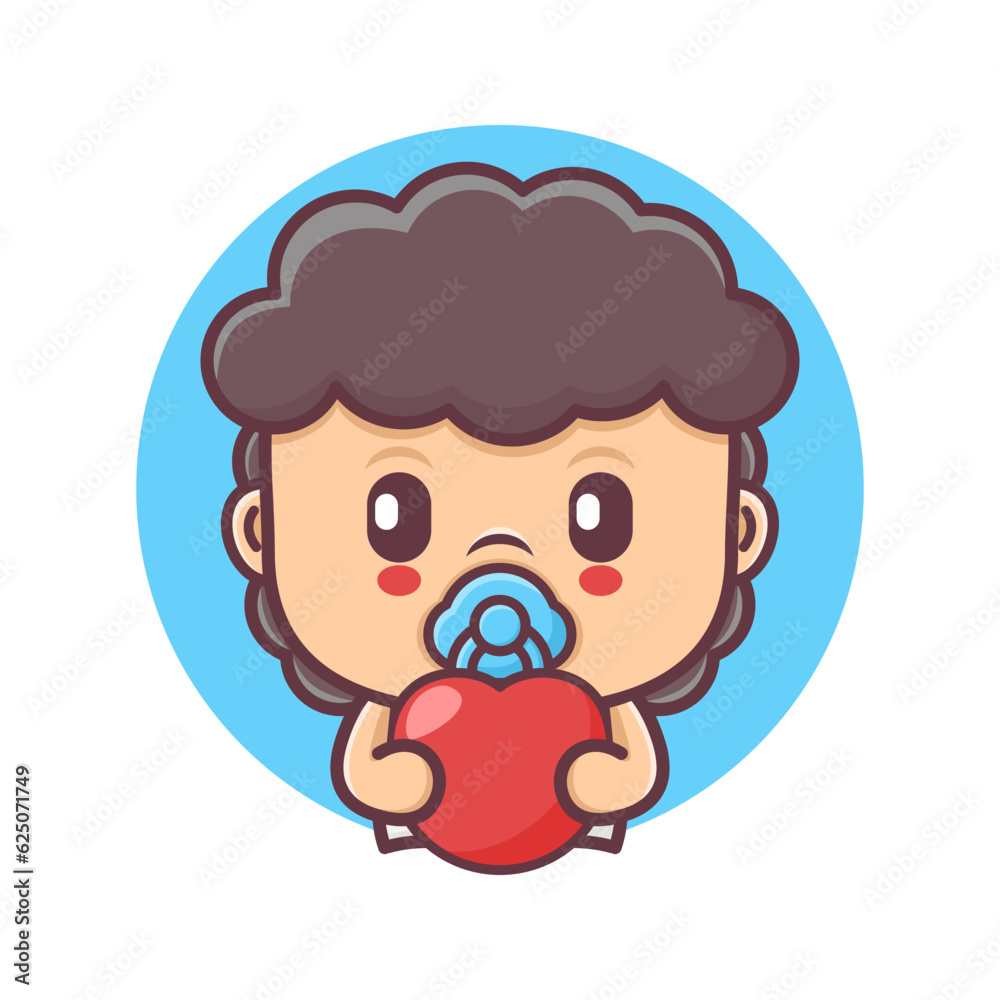 cute baby cartoon with love balloons