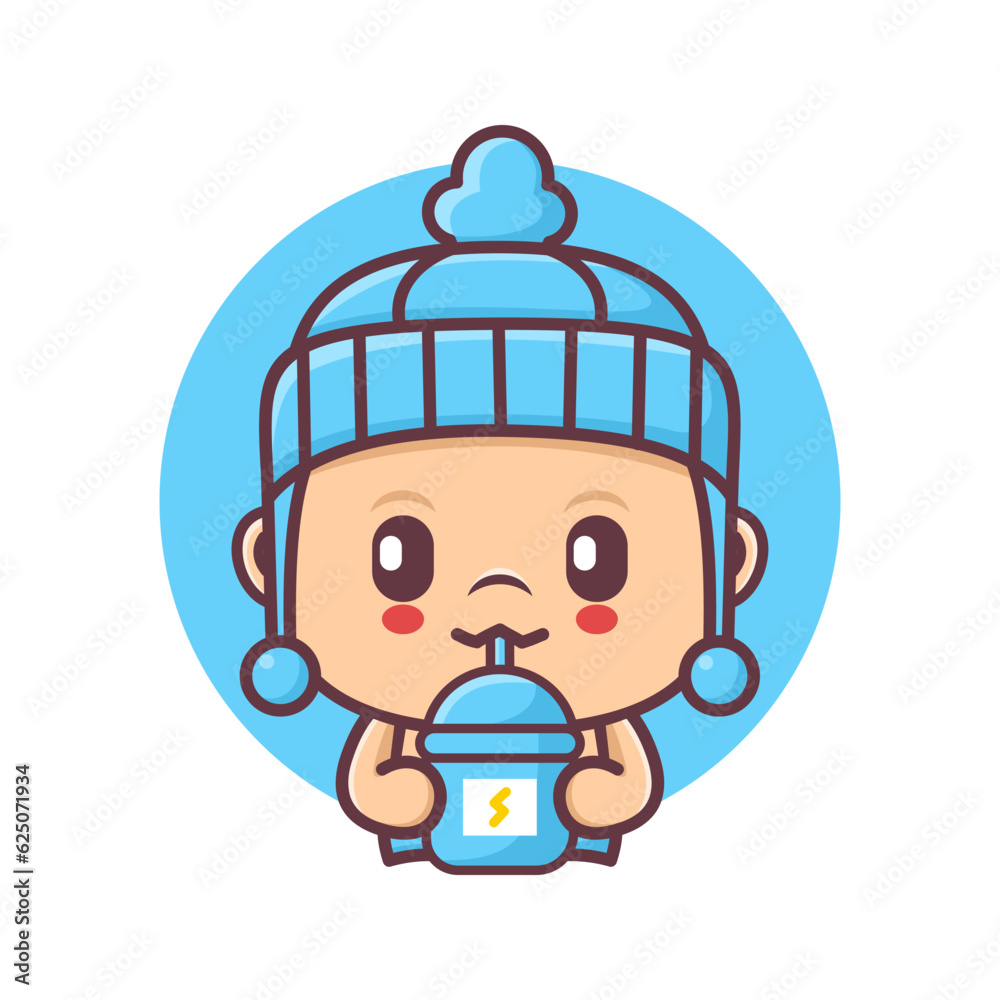 cute baby cartoon with energy drinks cute baby cartoon with energy drinks