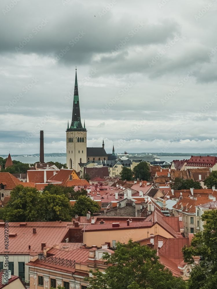 Tallinn, Estonia - 07 01 2023: General view of the old town of Tallinn. Beautiful European city