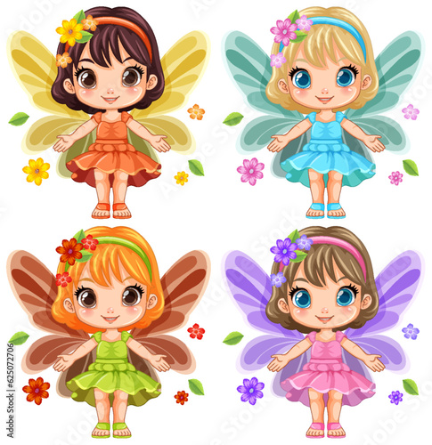 Cute Fairy Girl Cartoon Character Vector
