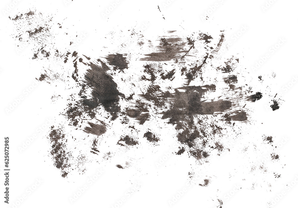 Black watercolor hand painted brush strokes isolated on white background and texture (with clipping path) photo