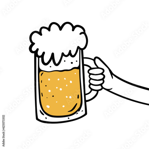 Colorful Beer mug in cartoon style sign.