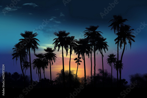 Palm tree silhouettes, Generative AI © Andrii Fanta