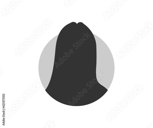 Female user avatar icon. Person placeholder woman. Silhouette of human portrait with straight hair. Female face silhouette or icon vector design and illustration.

