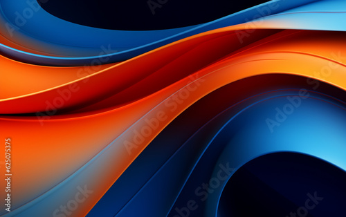 Blue and orange wavses abstract wallpaper background for desktop