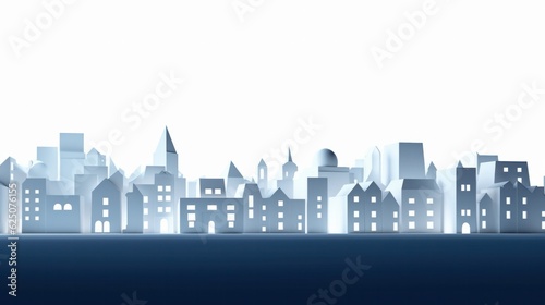 Origami cityscape minimal style on white background