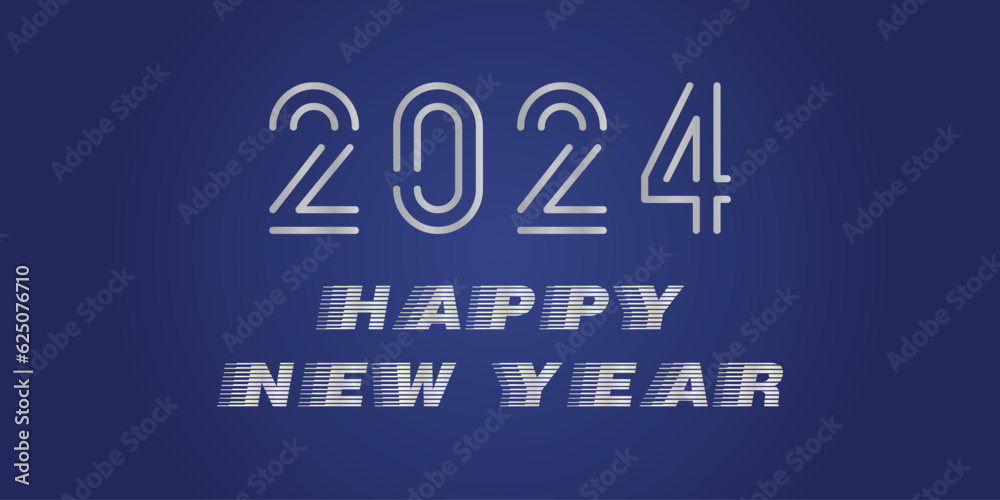 Banner with 2024 and happy New year greetings on a blue background Banner with 2024 and happy New year greetings on a blue background