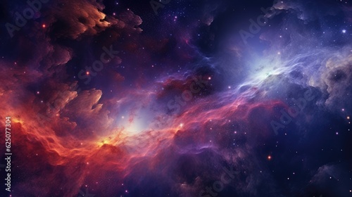Abstract colorful space background with nebula  stars and planets