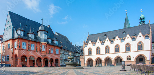 historical city hall (Rathaus) and historical guildhall Kaiserworth Goslar Lower Saxony (in german Niedersachsen) Germany photo