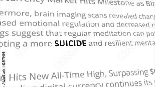 Suicide news headline in different articles