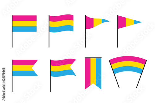 Set of pansexual flags. LGBTQI concept. Flat vector illustration.	