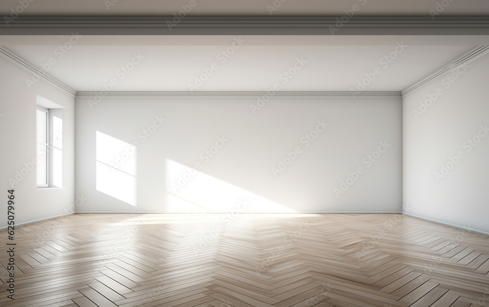 Obraz premium Empty minimal room interior design with fishbone flooring
