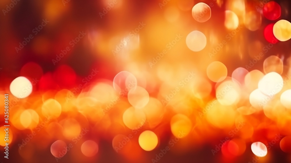 Fototapeta premium Red and orange holiday boke abstract background. Generative AI