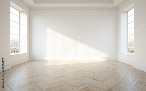 Empty minimal room interior design with fishbone flooring © MUS_GRAPHIC