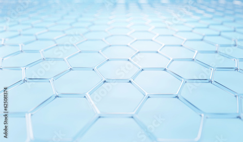 Fototapeta Naklejka Na Ścianę i Meble -  Abstract background hexagons design. science cosmetic technology. concept skin care cosmetics solution. 3d rendering.