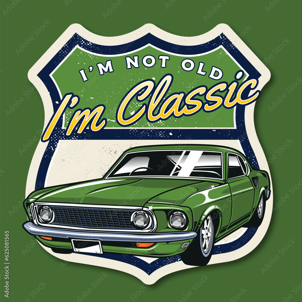 Fototapeta premium green classic car illustration