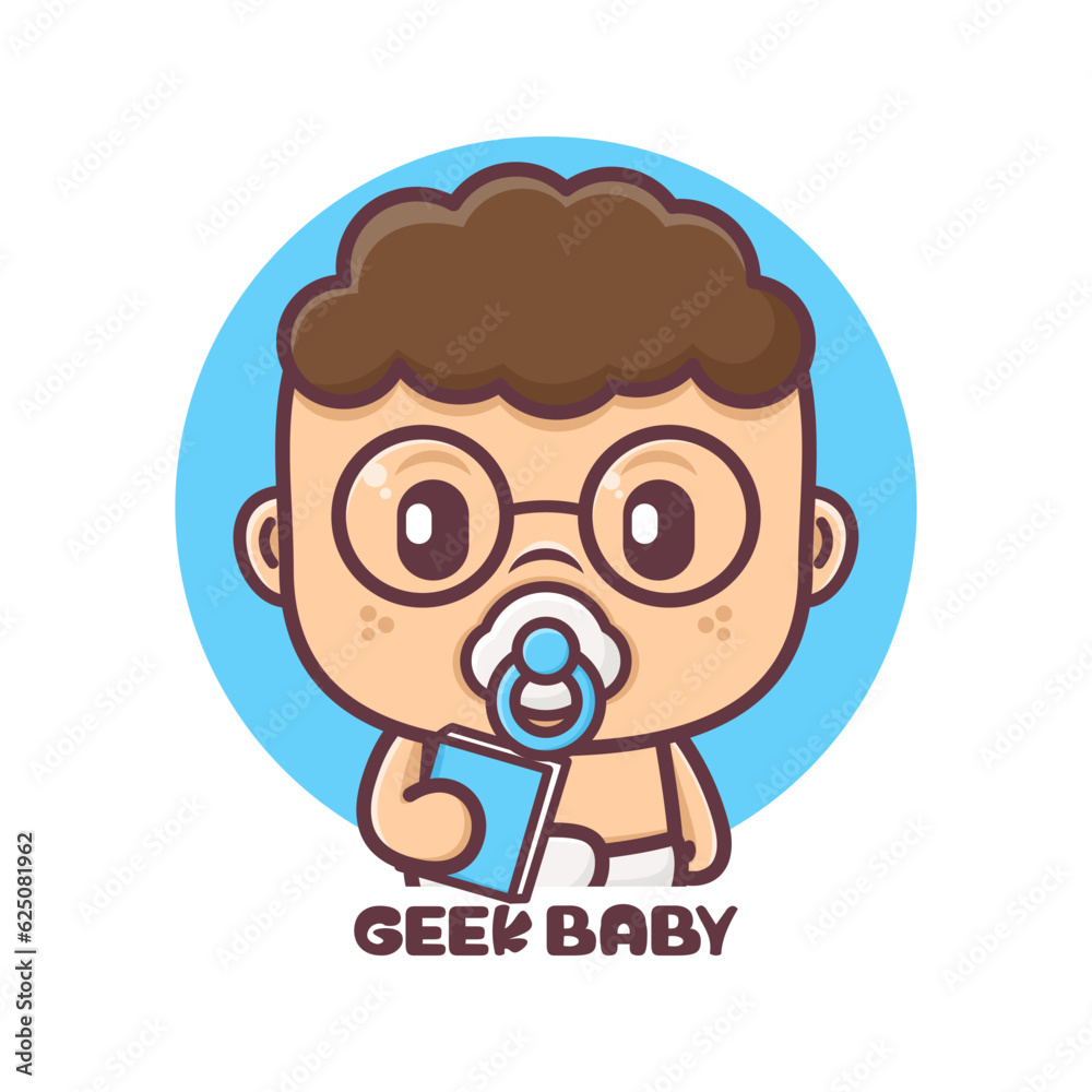 geek baby cartoon character vector illustration geek baby cartoon character vector illustration