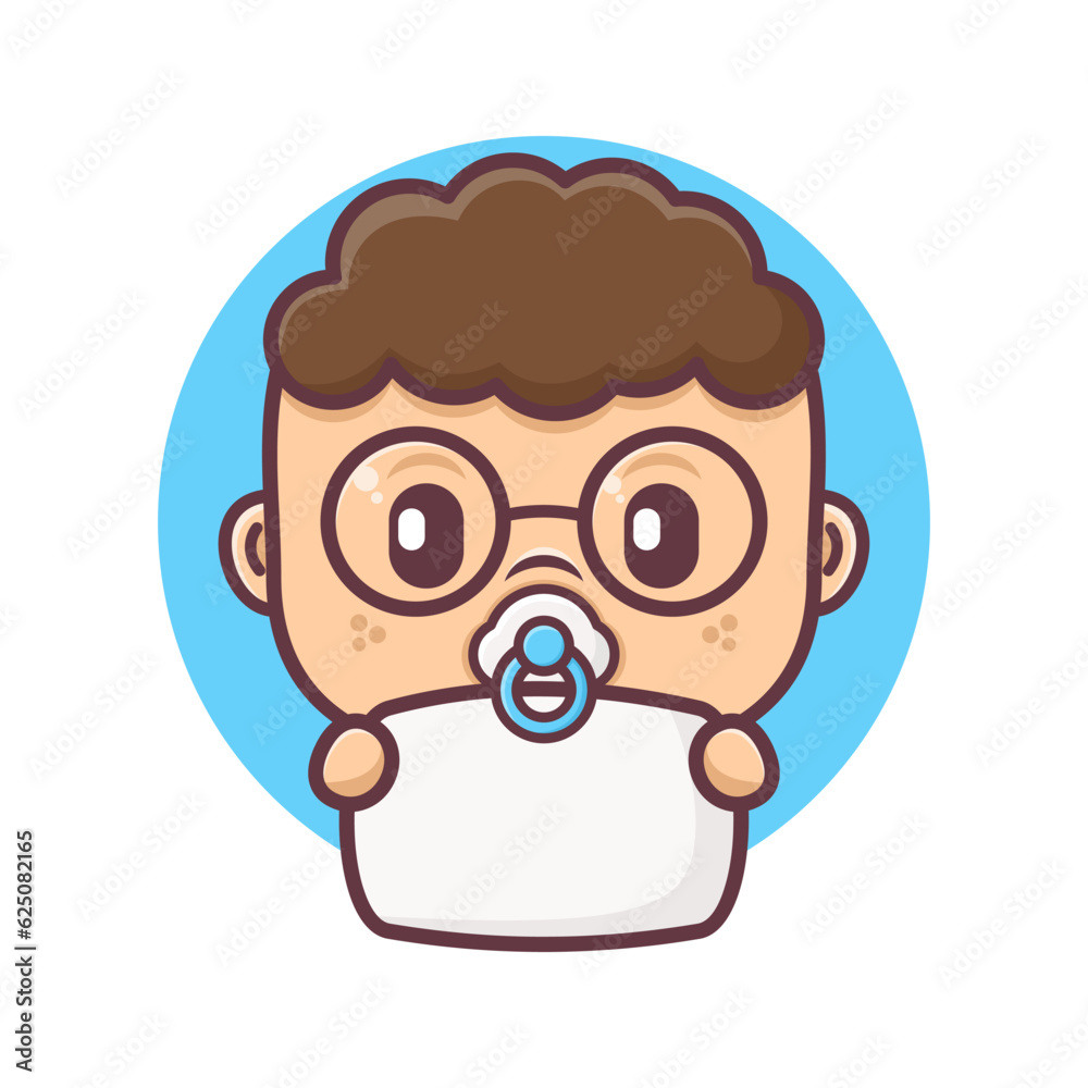 geek baby cartoon with blank board geek baby cartoon with blank board