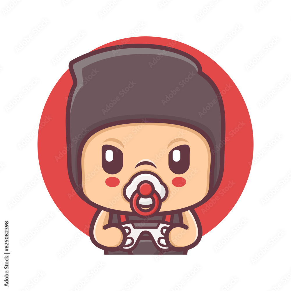 cute ninja baby cartoon with game controller cute ninja baby cartoon with game controller