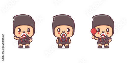 cute ninja baby cartoon character vector illustration