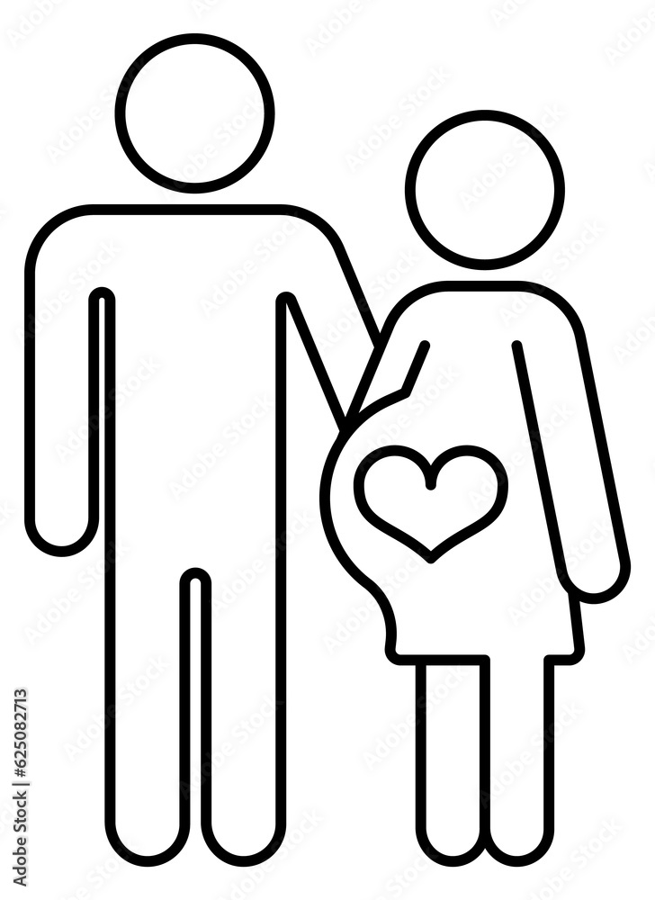 Man with pregnant woman. Couple expecting baby line icon Man with pregnant woman. Couple expecting baby line icon