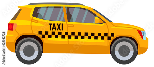 Yellow taxi car side view. Urban hatchback auto