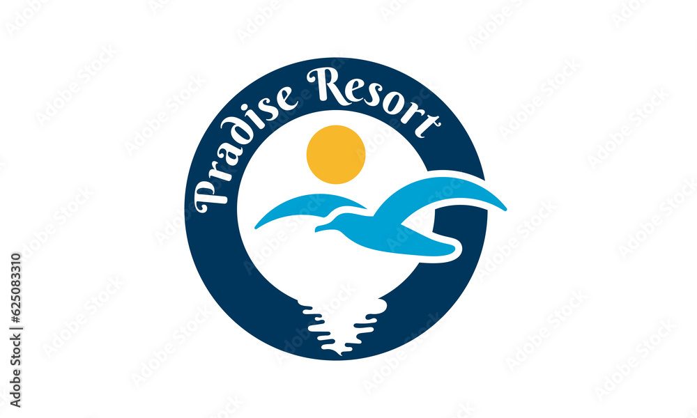 Fototapeta premium Paradise vacation beach emblem logo vector design