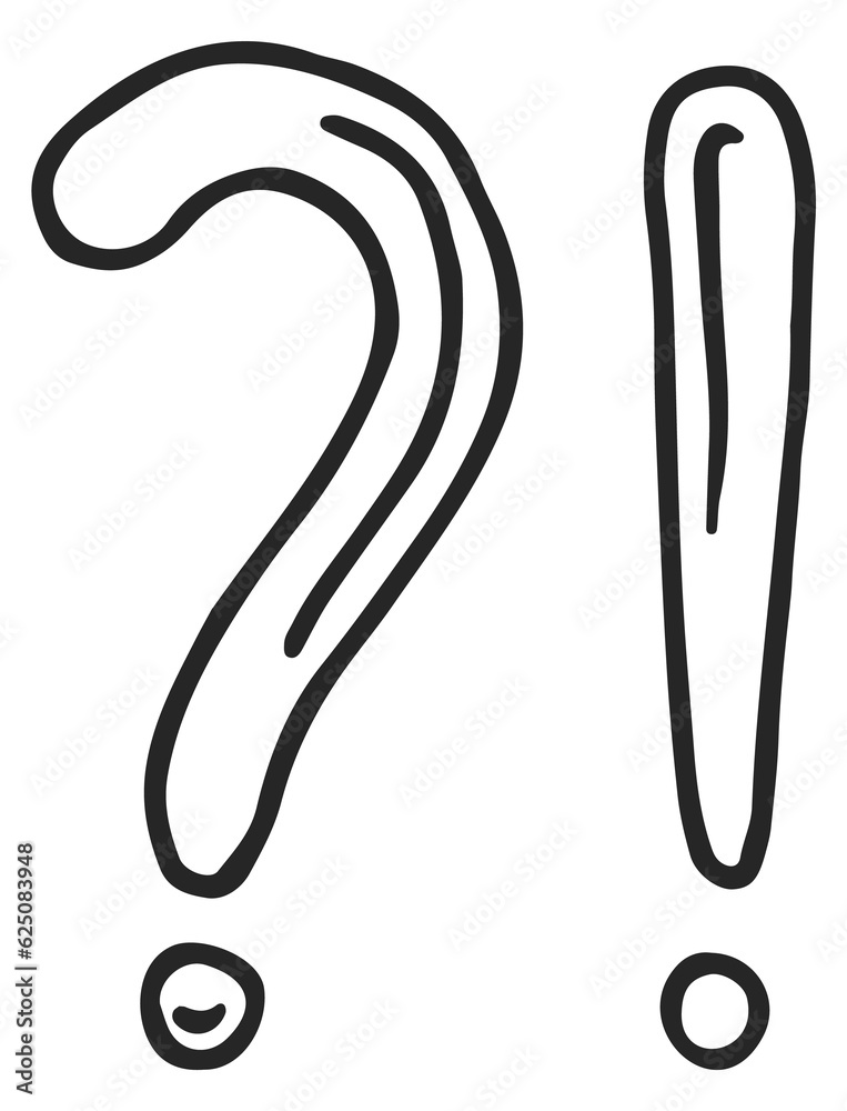 Question exclamation mark doodle. Black punctuation icon Question exclamation mark doodle. Black punctuation icon