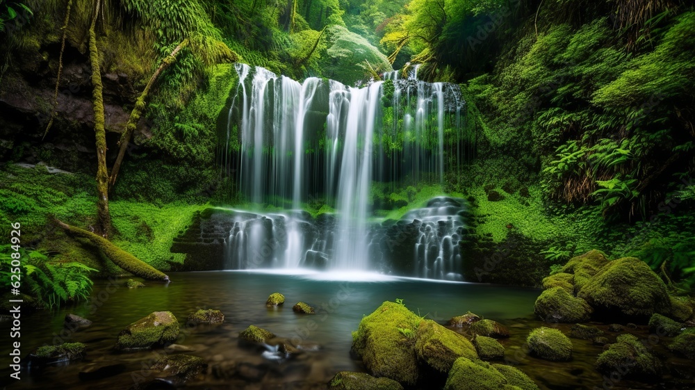 beautiful landscape with a waterfall