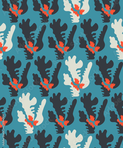 Seamless abstract pattern with repeat leaves  © Yaninjart