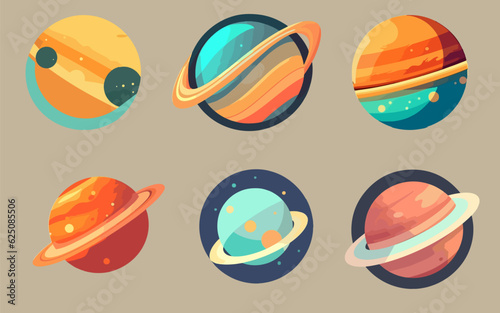 set of planet galaxy vector