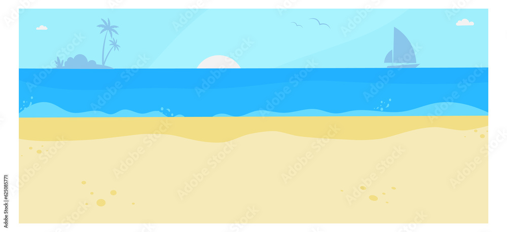 Summer beach landscape. Ocean coast sunrise background