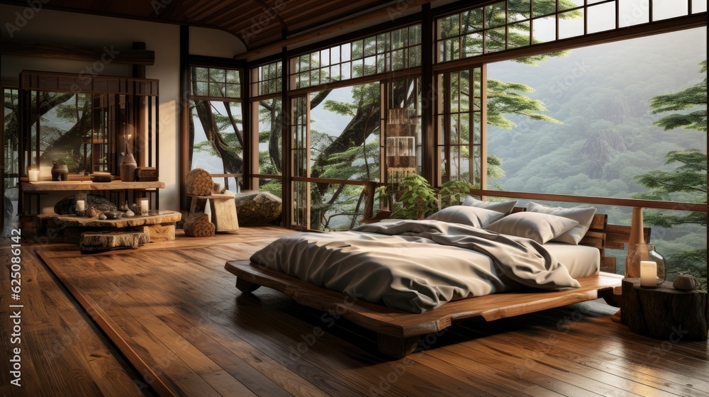Japanese-style advanced bedroom design, Japanese modern-style bedroom ...
