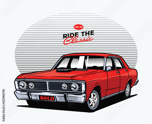 classic retro vintage old muscle car vector illustration photo