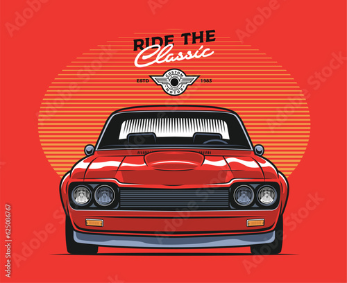 classic retro vintage old muscle car vector illustration photo