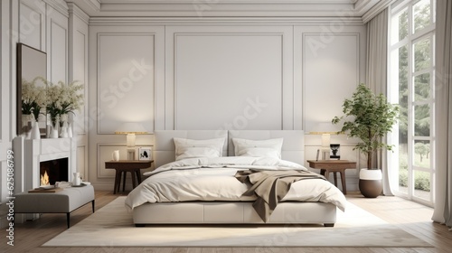 Neoclassical bedroom design, neoclassical bedroom design, modern minimalist bedroom, meranti color bedroom design, mansion bedroom design, luxury hotel bedroom design
