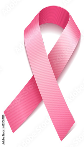 Fotografia Realistic pink ribbon. Breast cancer awareness symbol