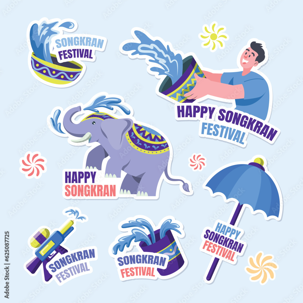 Songkran Festival Sticker Set