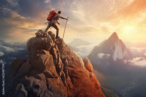 Rocky Mountain Adventure: Scaling New Heights with an Adventurous Hiker, generative AI © Michael