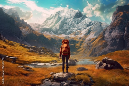 Untamed Beauty: An Adventurous Hiker Explores the Remote Wilderness, generative AI © Michael