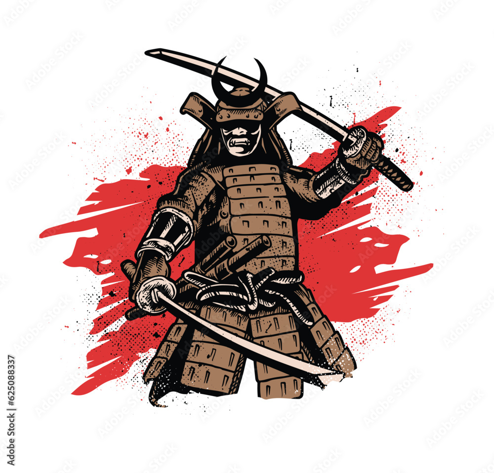 Obraz premium Samurai warrior vector illustration
