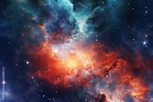 Swirling Nebulae and Majestic Supernova Explosion Illuminate Otherworldly Space Background, generative AI