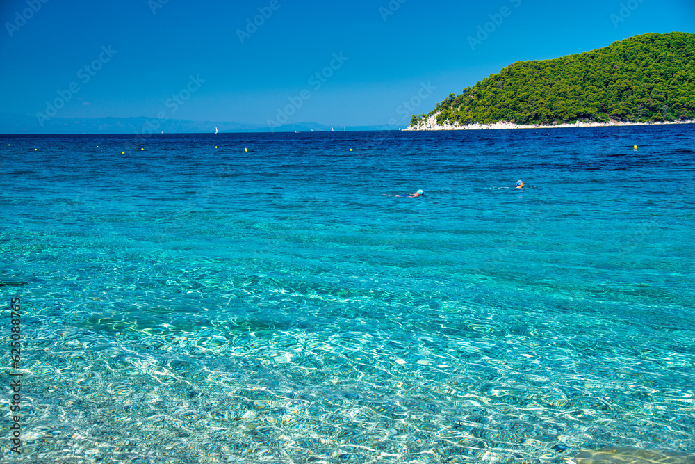 Milia Beach in summer season, Skopelos, Greece