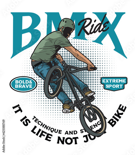 cyclist riding a bmx bike vector illustration