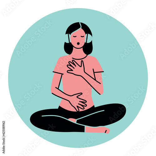 Guided meditation black line icon.