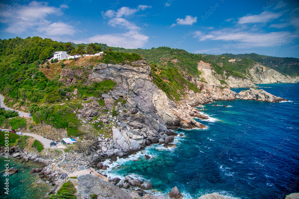 Fototapeta premium Agios Ioannis Beach and coastline in Skopelos, Greece