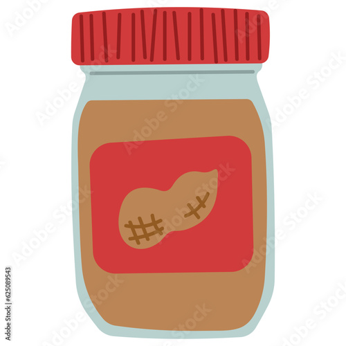 Penut butter single cute on a white background, vector illustration.