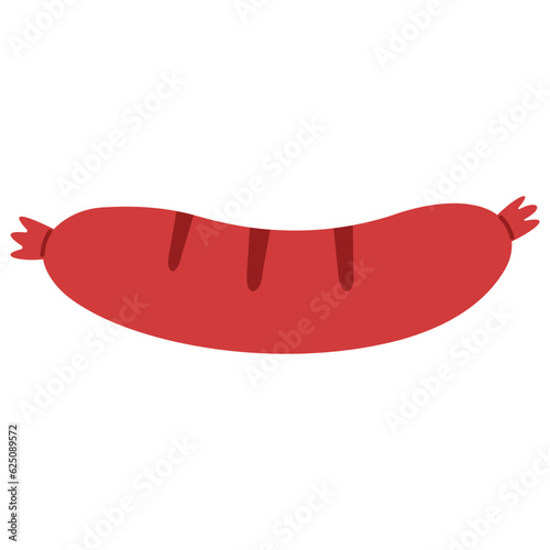 Sausage single 1 cute on a white background, vector illustration.