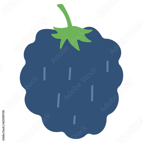 Blackberry single 1 cute on a white background, vector illustration.