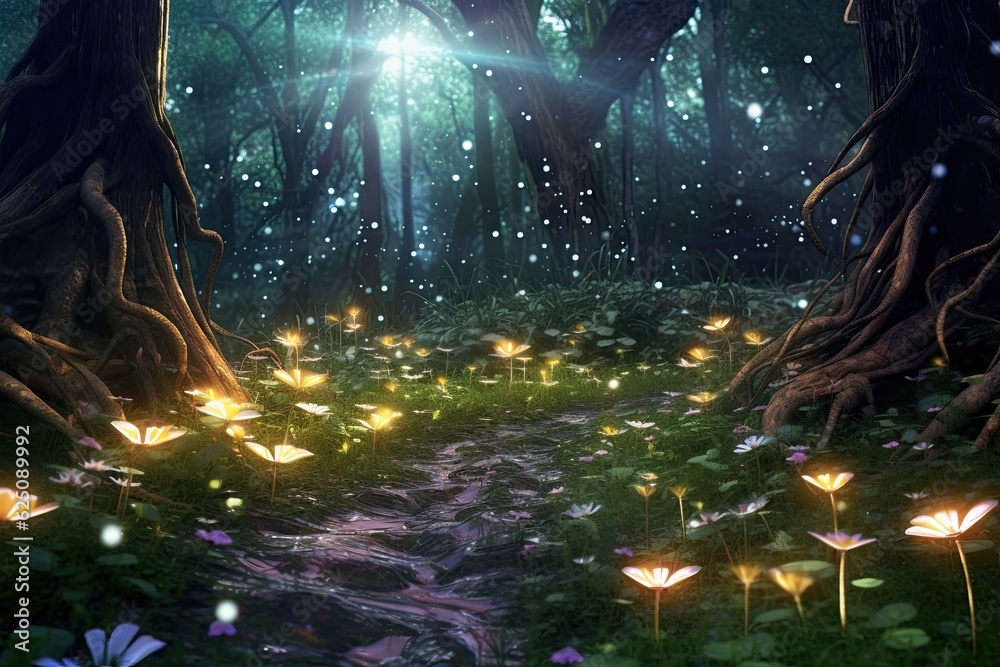 Enchanted Woods: Glowing Fireflies, Enchanting Whispers - Unlocking the Magical Enigma, generative AI Enchanted Woods: Glowing Fireflies, Enchanting Whispers - Unlocking the Magical Enigma, generative AI